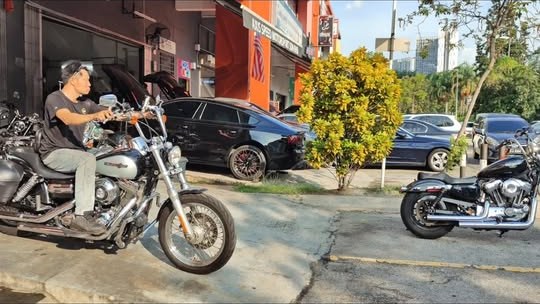 Customer Harleys parked outside MAD Garage